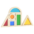Factory Direct Sale Educational Wooden Toys Colorful Montessori Wooden Geometric Shape Rainbow Block Toy For Kids kids